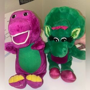 Vintage 1982 Barney singing toy and Baby Bop Plush